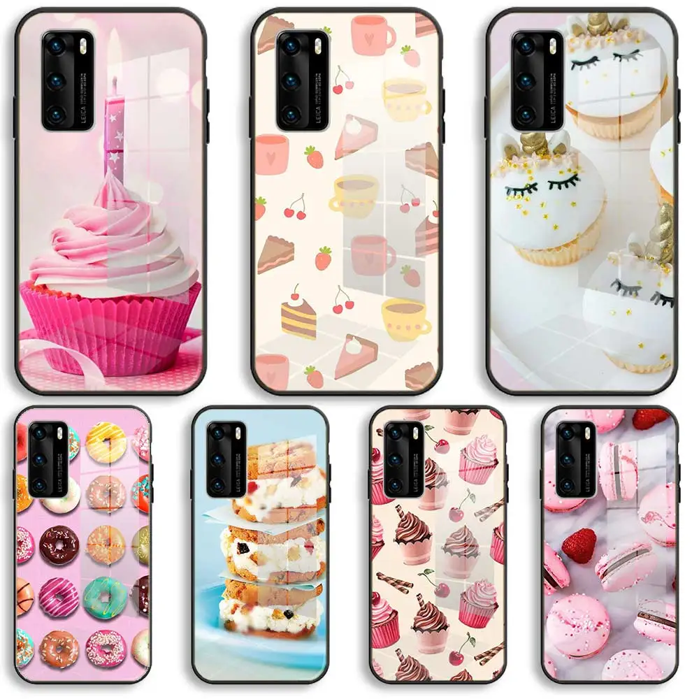 Мягкие стеклянные чехлы с изображением вкусной чашки торта пончиков десертов