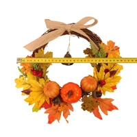 30cm thanksgiving pumpkin wreath with bell maple leaves front door fake hanging garlands home garden decor new style