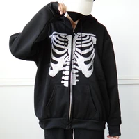 y2k gothic skeleton sweatshirt oversized hoodie men autumn zip up long sleeve coat top male 90s vintage harajuku grunge clothes