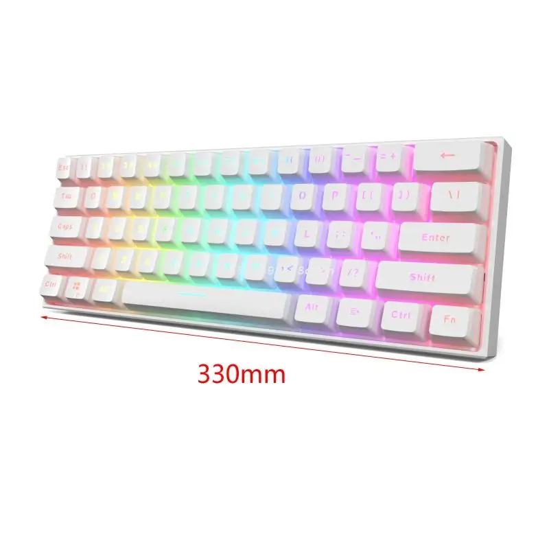 

61 Keys Type-C RGB LED Backlit Wired Mini Mechanical Keyboard Gateron Switchs Dropship
