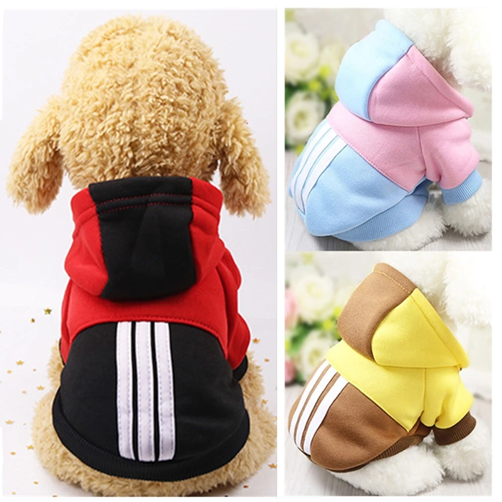 Полосатая толстовка с капюшоном для питомцев одежда щенков и кошек чихуахуа