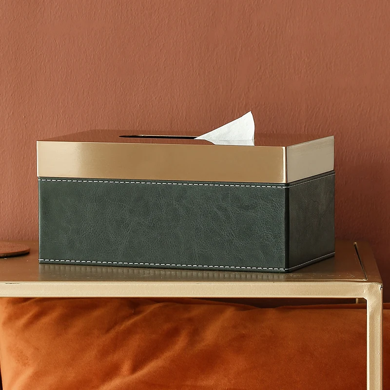 

Gold European Leather Nordic Tissue Storage Box Napkin Toilet Roll Holder Decorative Box Boite De Rangement Home Storage BJ50TB