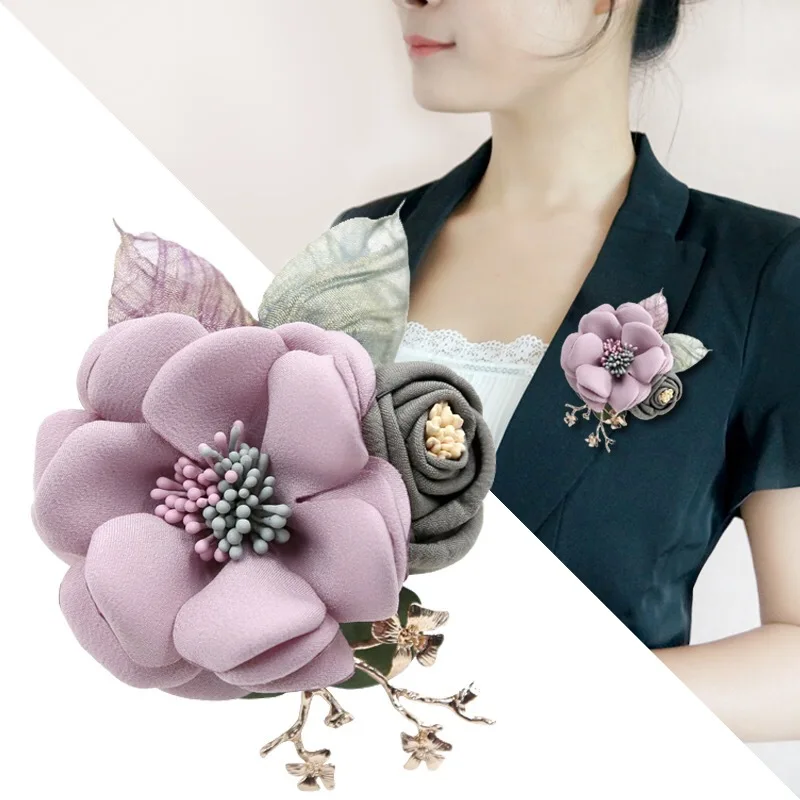 Модные романтические милые тканевые цветы броши высокого класса Брошь булавка кардиган шаль значок булавки на лацканы шарф Пряжка женские аксессуары