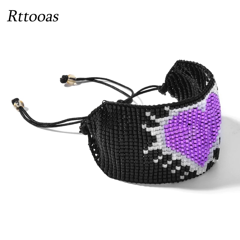 

Rttooas Purple Heart Bracelets For Women Pulseras Mujer Moda 2020 Fashion Boho Jewelry Adjustable Armband Handmade