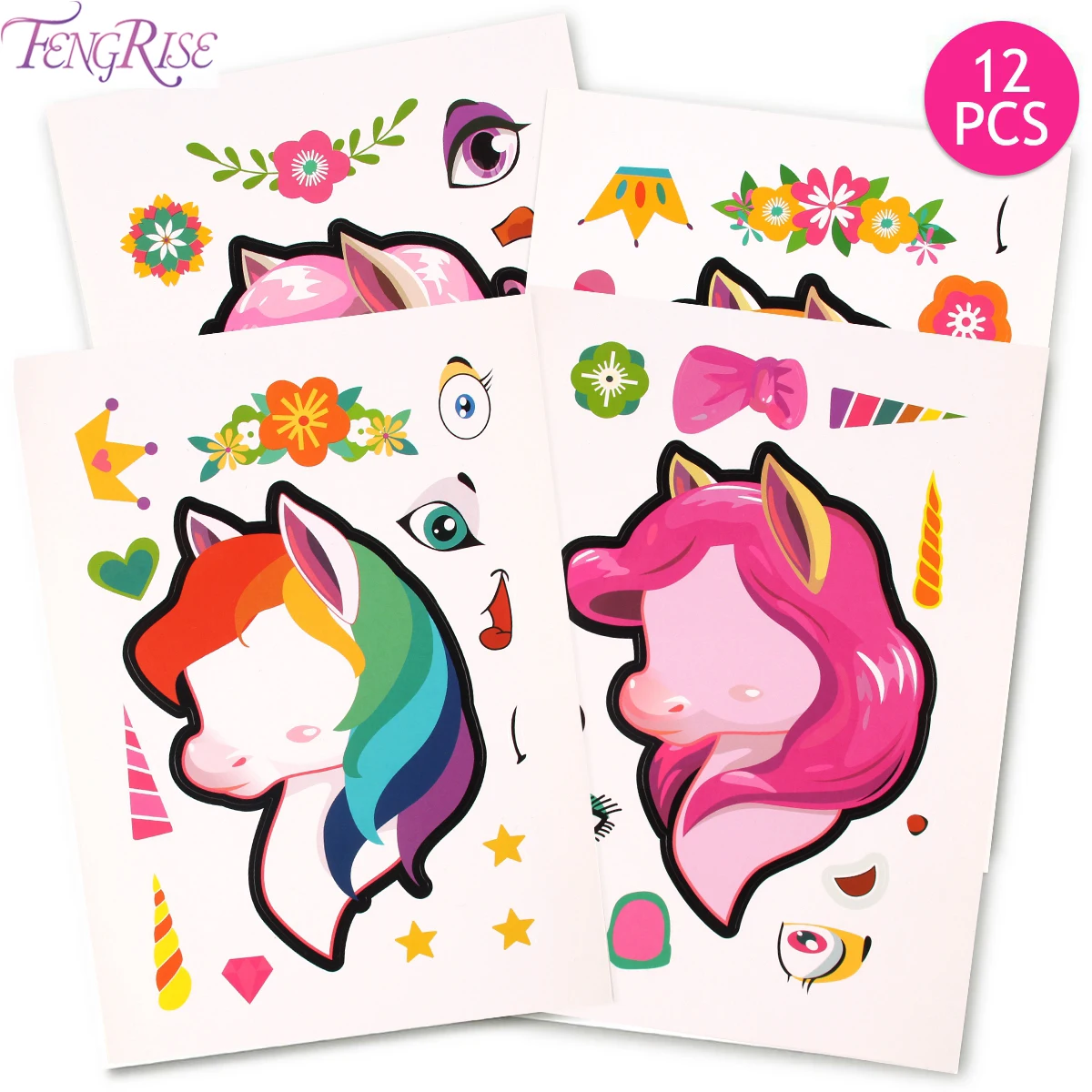 FENGRISE/временные тату стикеры в виде единорога вечерние украшения для детского дня