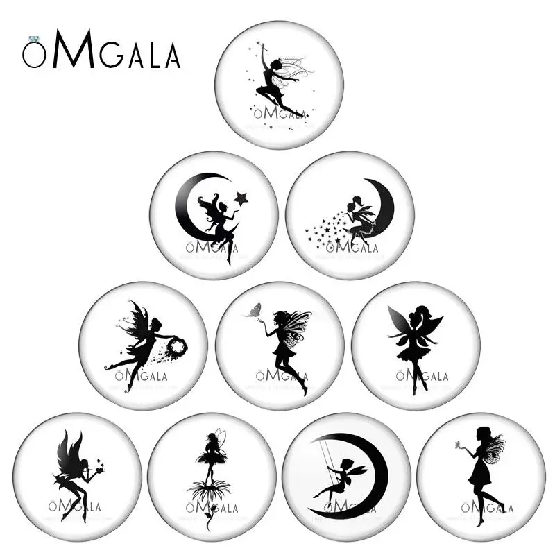 

Cartoon butterfly Girls Angel Princess 10pcs mixed 12mm/18mm/20mm/25mm Round photo glass cabochon demo flat back Making findings