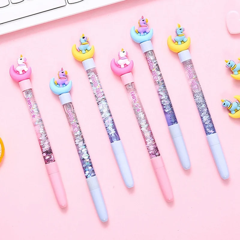 

Cute Moon Horse Quicksand Neutral Pen 0.5mm Black Signature Pen Office School Pen Supply