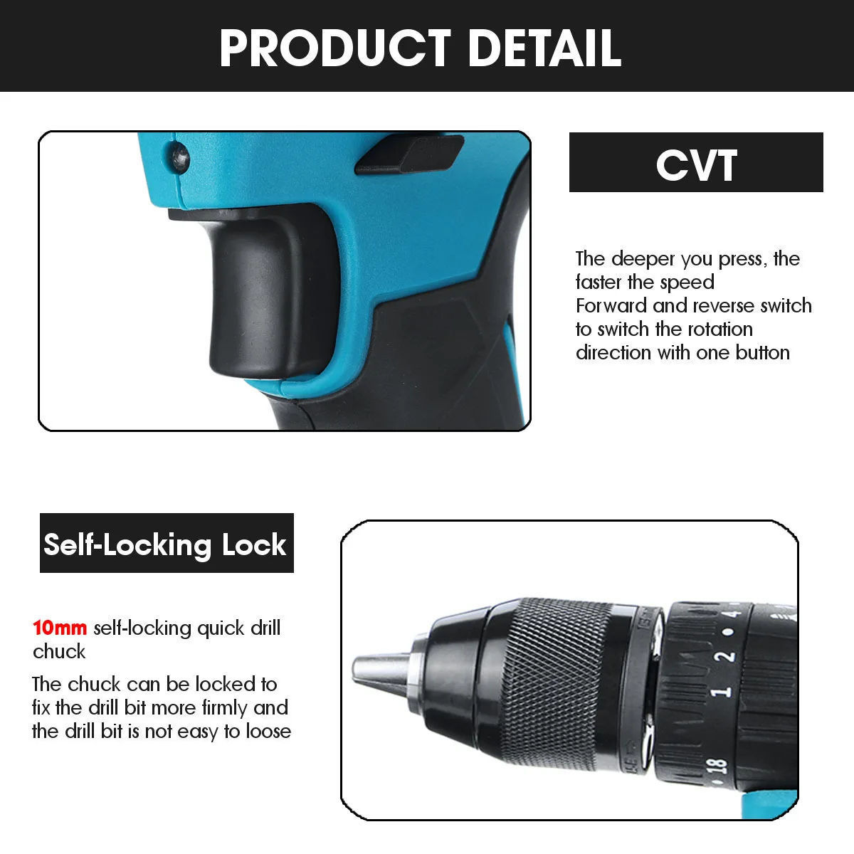 

3 IN 1 350N.M Electric Drill Torque Flat Hammer Impact Drilling Electric Screwdriver Tools Fit for Makita 18V Battery