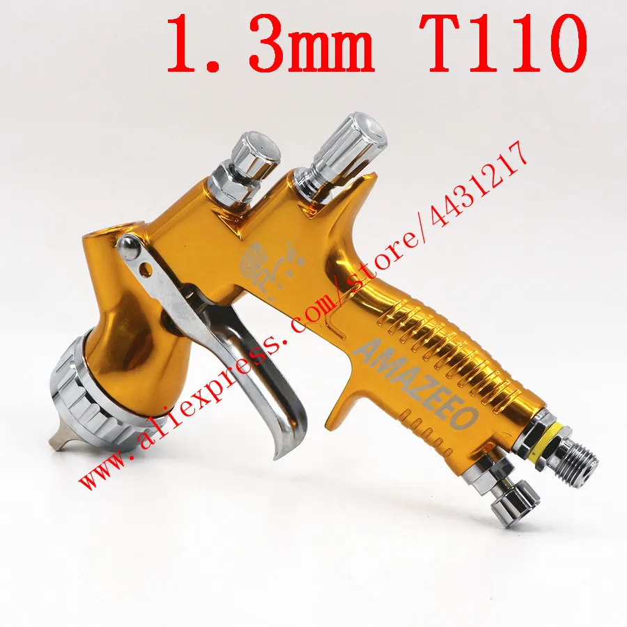 Golden 1.3mm T110 Профессиональный пистолет-распылитель lvmp gti pro lite TE20 T110 1,3/1,8 мм краска на водной основе автомобильная краска-распылитель - Цвет: Golden 1.3mm T110
