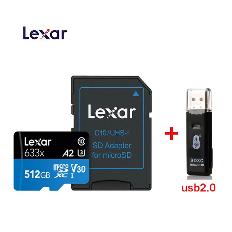 633X 512GB-C296 Lexar tf-карта 633x 667x Micro SD карта 64 Гб 128 ГБ 256 ГБ 512 Гб карта памяти Uhs 1 A1 C10 U1 V10 Дрон Gopro Dji Спортивная камера - Емкость: 633X 512GB-C296