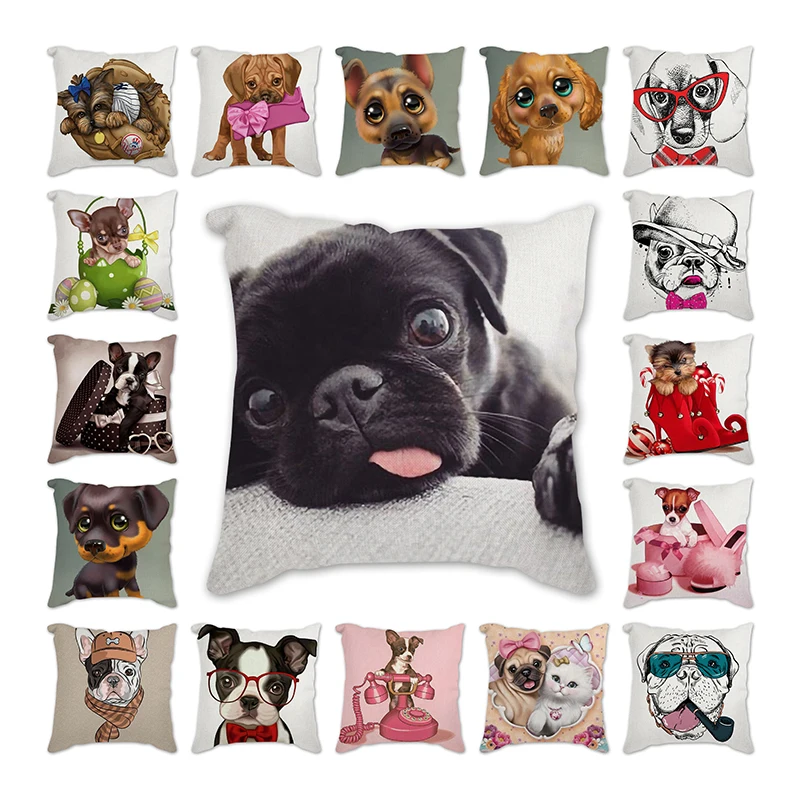 

Nordic Cushion Covers Animal Pug Greyhound Nursery Black White Decorative Cushion for Sofa Throw Pillow 45x45cm Print Kids Gift