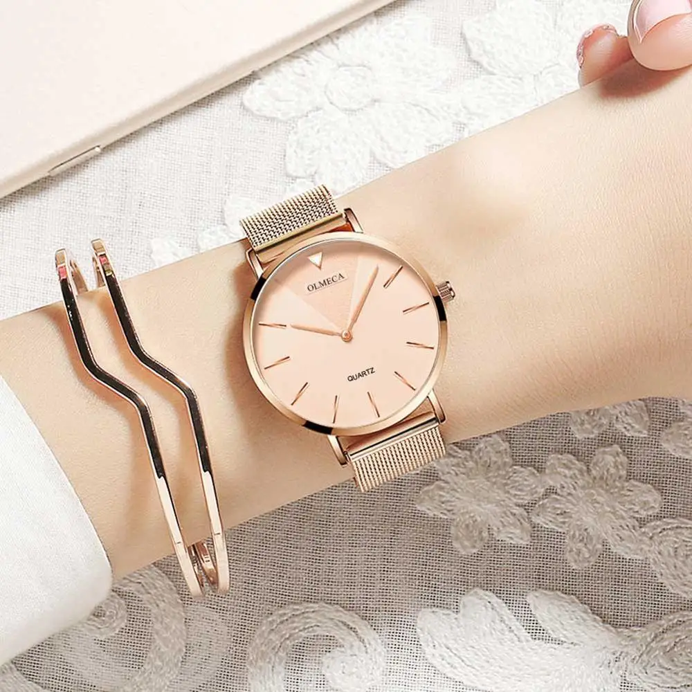 

OLMECA Women Watches Mesh Band watches Luxury Brand Watch Reloj Mujer Water Resistant Quartz Watches Gift Relogio Feminino