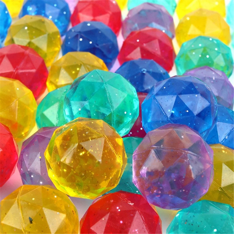 

100pcs Diamond Shaped Elastic Balls Bounce Ball Kids Toy Party Bag Filler