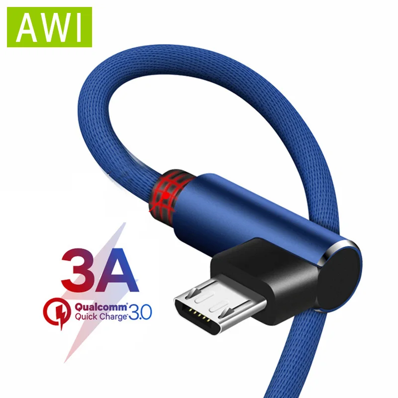 Быстрая зарядка для samsung S7 Xiaomi Note5 Pro Micro USB кабель 3A 90 градусов нейлоновый плетеный провод для huawei sony LG microUSB шнур