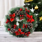 Рождественский венок, искусственная красная фотография, подвесные украшения, украшения на стену входной двери, украшение для дома 2022