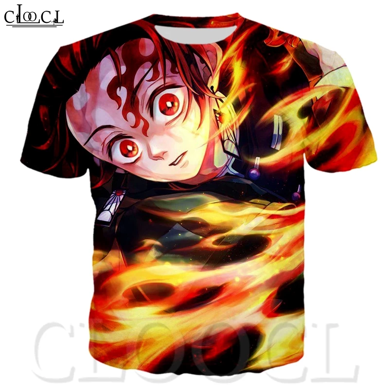 Футболка CLOOCL Kimetsu No Yaiba Kamado Tanjirou Повседневная футболка с круглым вырезом и