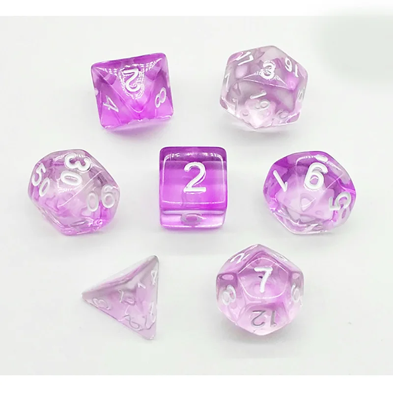 7 шт./компл. прозрачные двухцветные игральные кости 5 видов набор цифровых костей