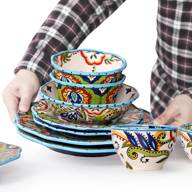 Креативные керамические обеденные тарелки ручной росписи 11 дюймов блюдо для