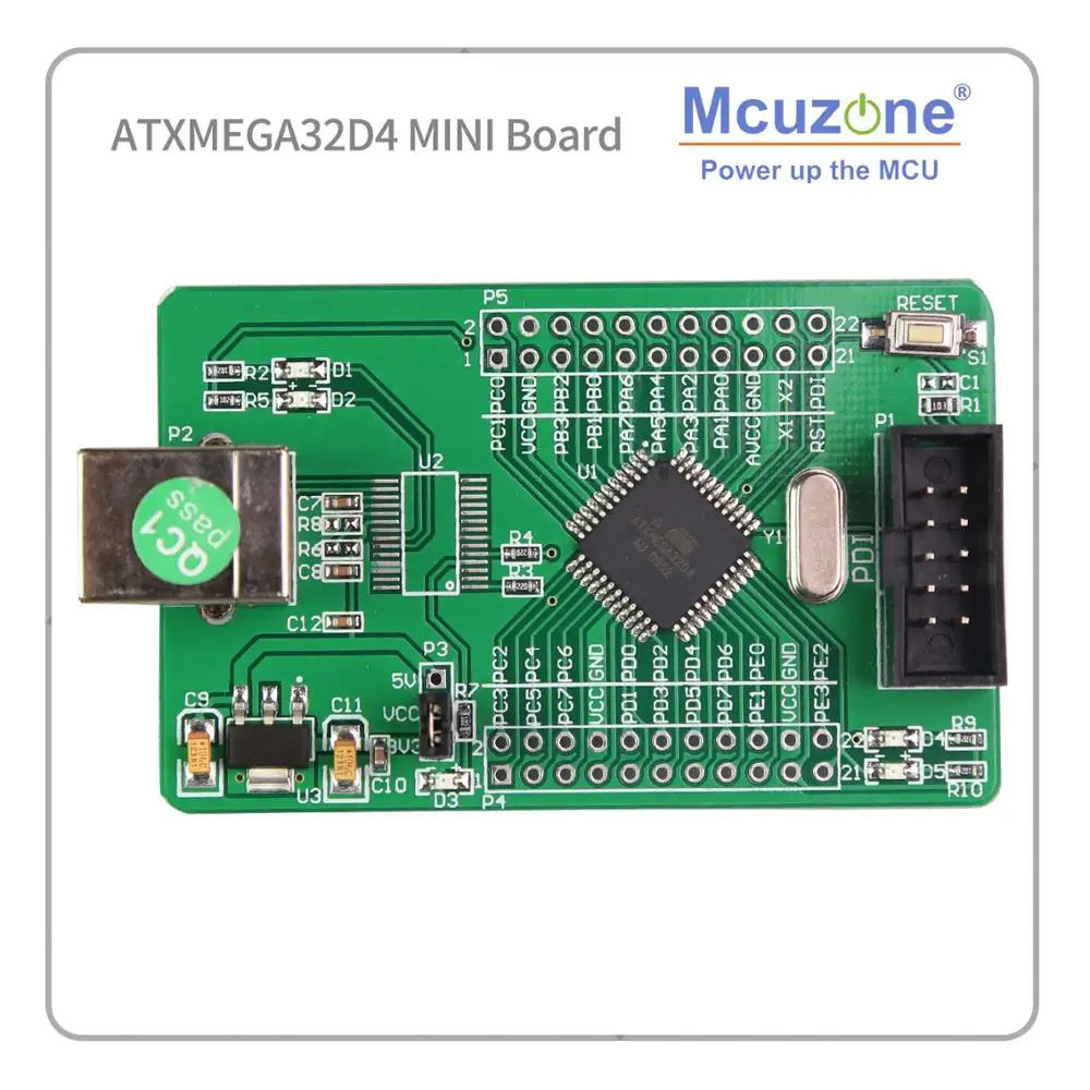 ATxmega32D4 мини набор для разработки xmega32D4 32D4 2 UART atmel AVR плата микрочип PDI MCU