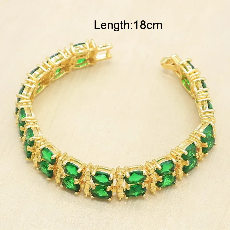 Капля воды позолоченный набор украшений для женщин зеленый браслет из цельного