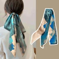 fashion temperament women braided scarf hair band female tie scarf headband long ribbon painting girl ponytail hair accessory