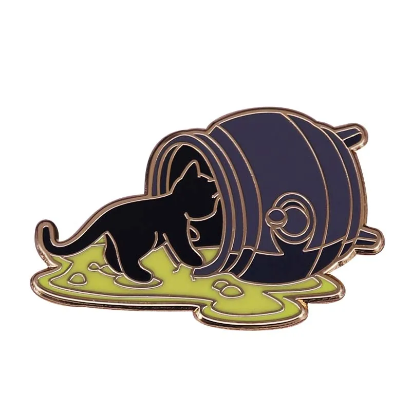 Брошь в виде кота с блестящим камнем украшение для Хэллоуина | Украшения и