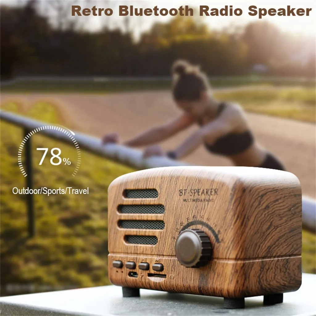 

Retro Bluetooth Speaker Cute Wireless Mini Radio Subwoofer Audio Radio Portable Outdoor SoundBox TF Card Music Player