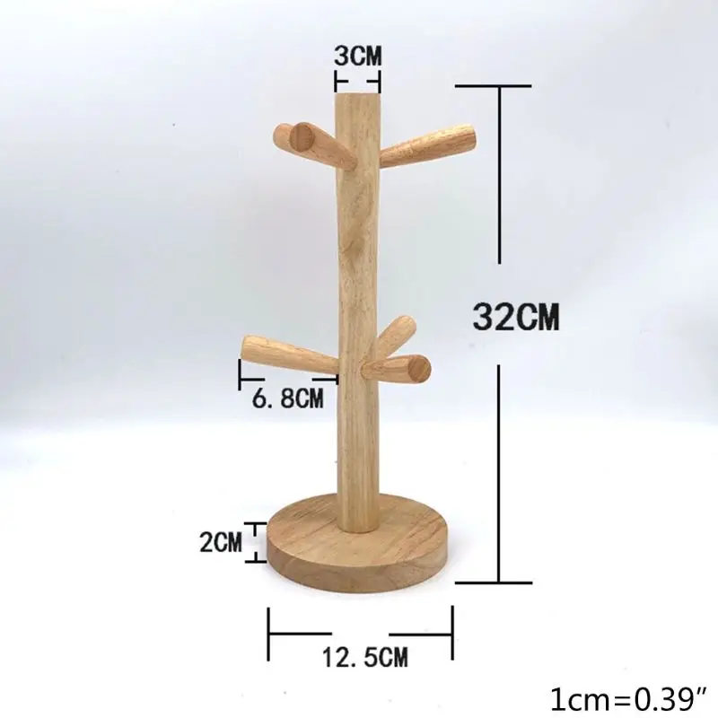 Mug Holder Tree Wooden Cup Rack Tabletop Tea Coffee Hoooks Storage Display | Дом и сад