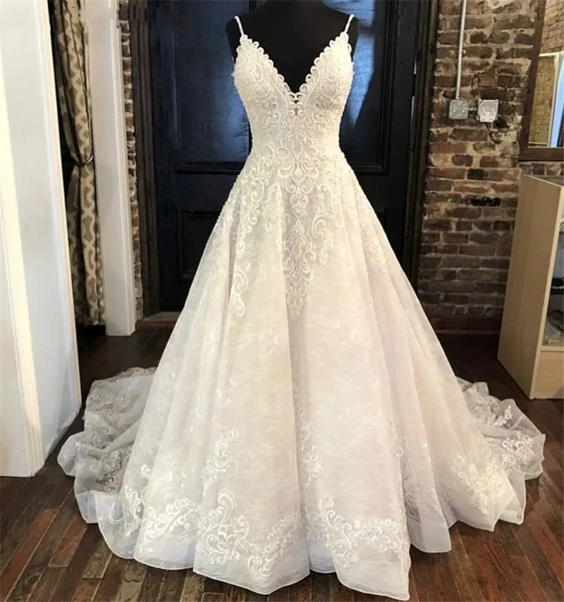 

suknia slubna a-line Wedding Dress With Lace Vestido De Novia Princesa Vintage Wedding Dresses Real Image Bridal Gown 2021