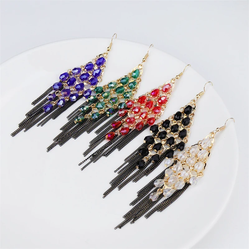 тренд 2020 Новое поступление серьги ручная работа кристалл камень цепочка