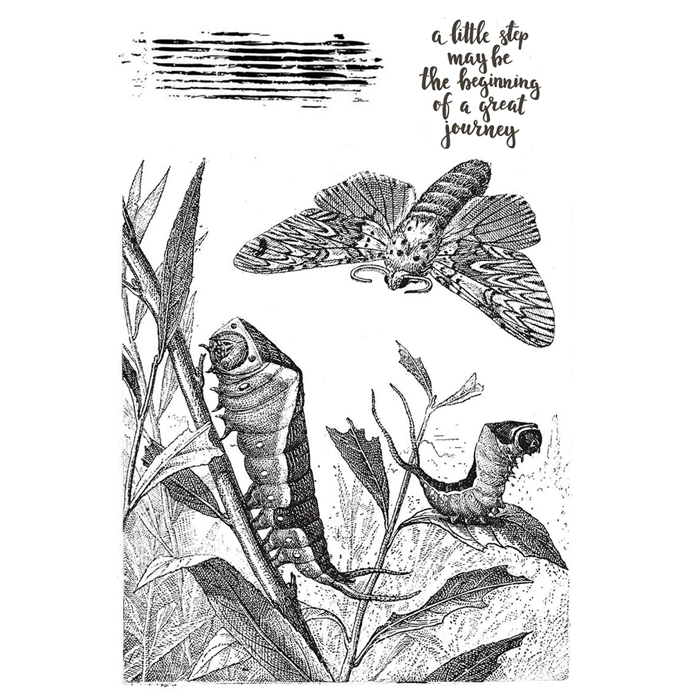 

Butterfly Larva Clear Stamps For DIY Scrapbooking Card Making Silicone Stamps Fun Decoration Supplies