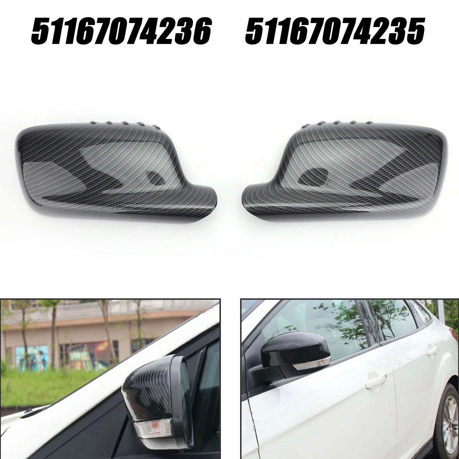Artudatech Black Carbon Side Mirror Cover Cap for BMW E46 E65 E66 745i 750i 51167074236 51167074235 | Автомобили и мотоциклы