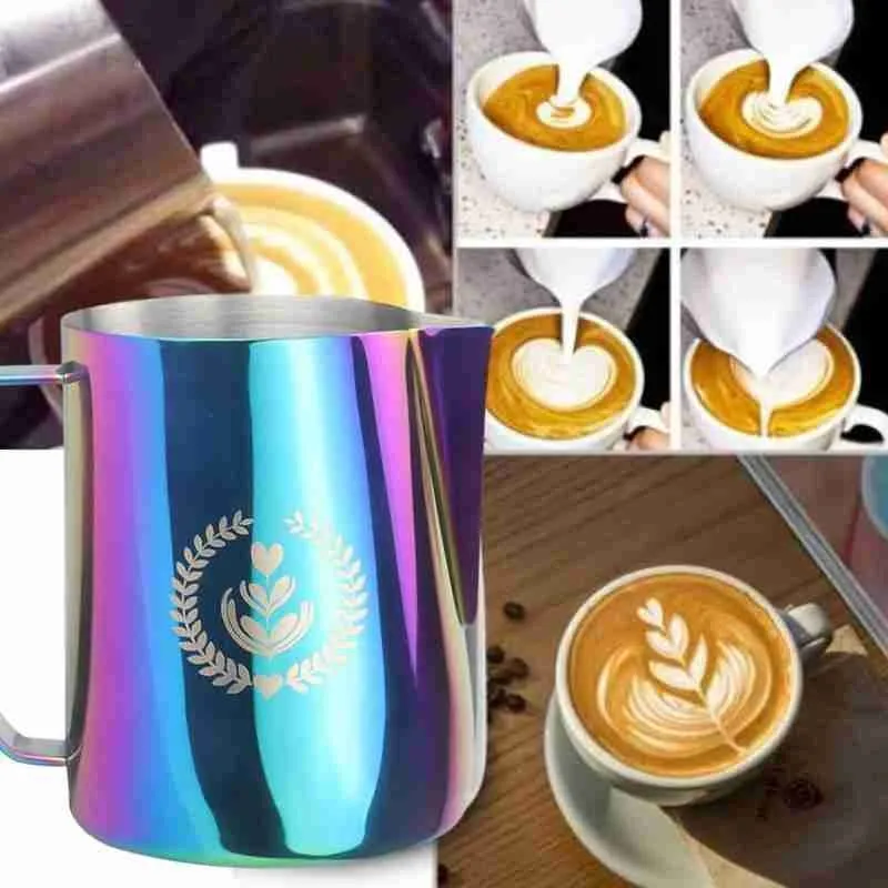 

350/600ml Milk Frothing Espresso Coffee Frothing Pitcher Craft Frothing Barista Jug Kitchen Steel H7Z4 Milk Latte F0J0