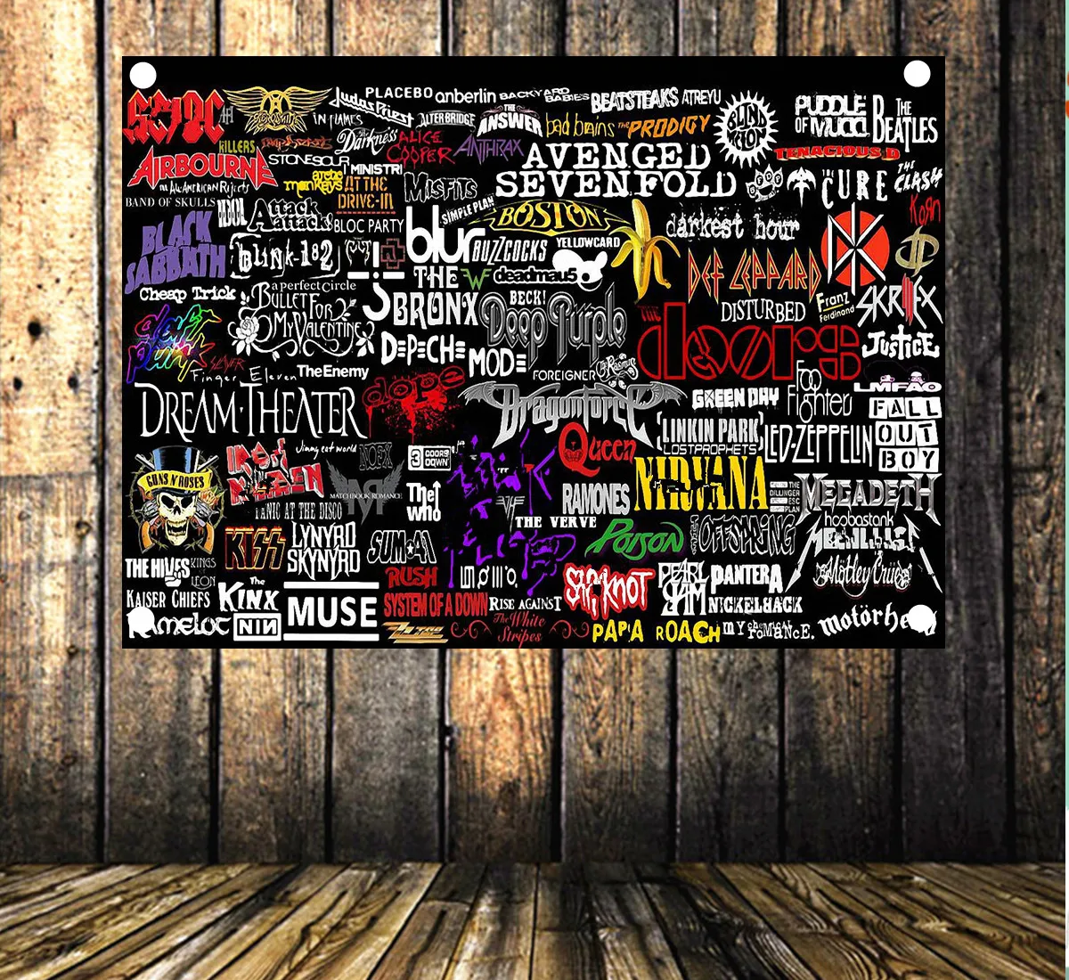 

Rock and Roll Pop Band Team Logo Concert Posters Flag & Banner Popular Music Theme Painting KTV Bar Cafe Home Wall Decoration D4