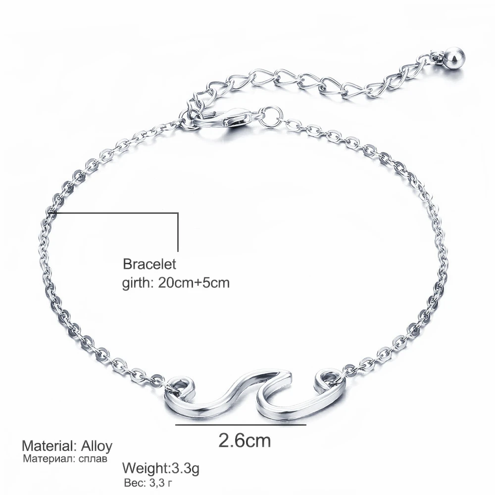 

Bohemian Vintage Silver Color Wave Leg Chain Ankle Bracelet for Women Fashion Beach Anklet Summer Anklets Foot Jewelry
