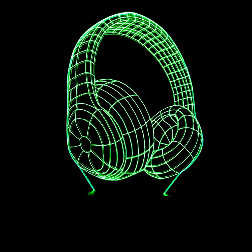 3D иллюзия Лампа в форме наушников USB сенсорный светодиодный оптический