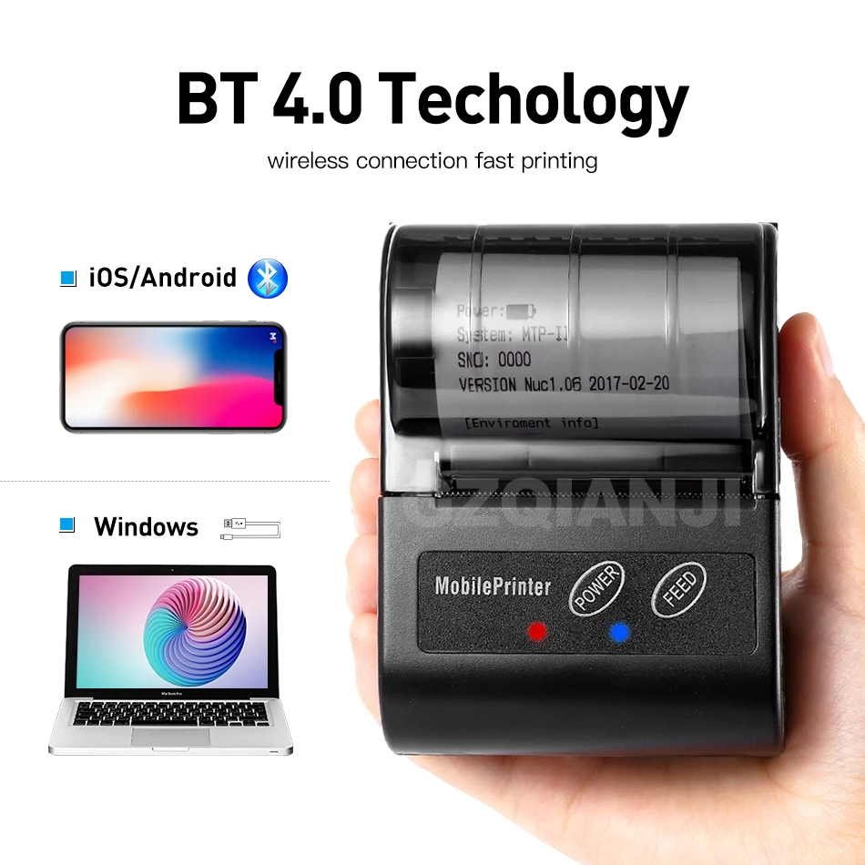 POS 58 мм портативный мини Bluetooth чековый принтер термопринтер для чеков и такси Andirod