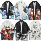 Кимоно мужское с принтом, модная рубашка в японском стиле, кардиган, уличная одежда, традиционная азиатская одежда с Оби и хаори, 2022