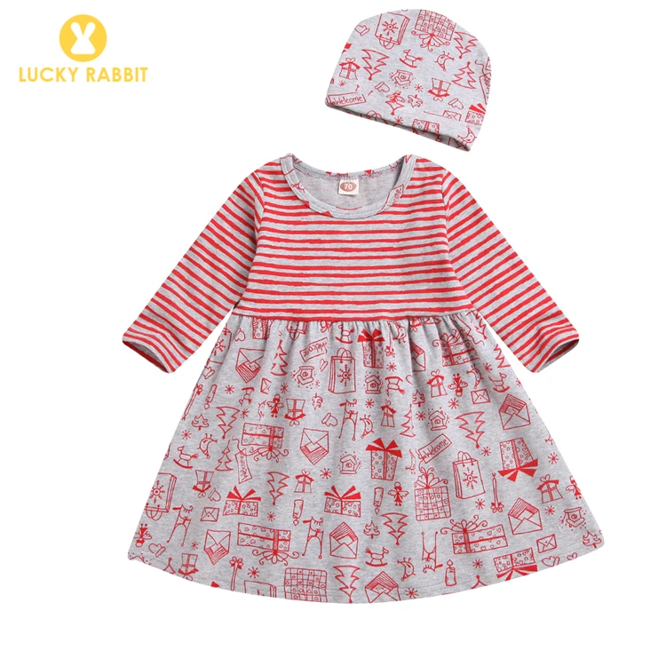 Трикотажное платье с длинными рукавами для маленьких девочек Рождественский