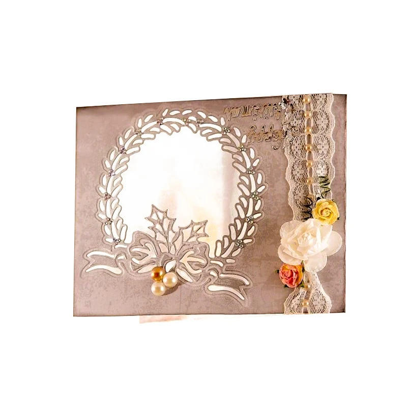 Рождественский венок нож с бантиком высечка металла поздравительная открытка