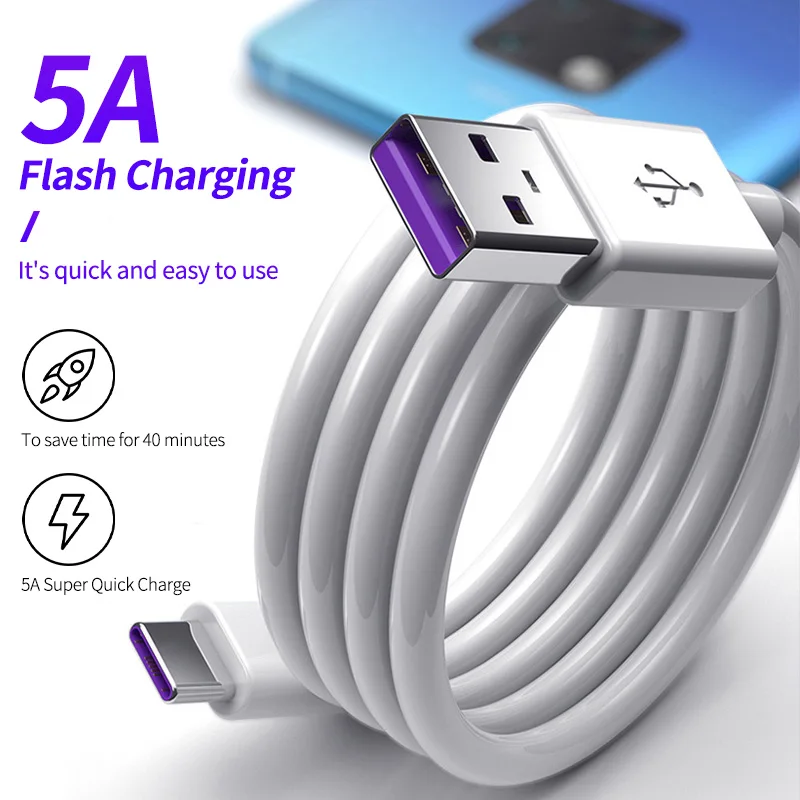 Мобильный телефон кабель 5A супер зарядный USB типа C для Huawei OPP Vivo быстрая зарядка