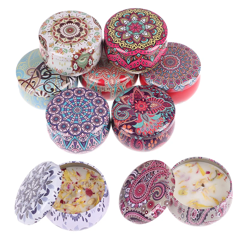 

1Pc Fragrance Handmade Scented Candle Natural Soy Wax Home Decoration Small Sizes 6.6cm Scented candles with flowers Tin Can