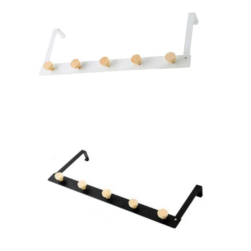 

over Door Hooks Clothing Hanger 5 Hooks Storage Rack for Hanging Coats Clothes Drying Rack Wood Hook Hat Bags Hanger