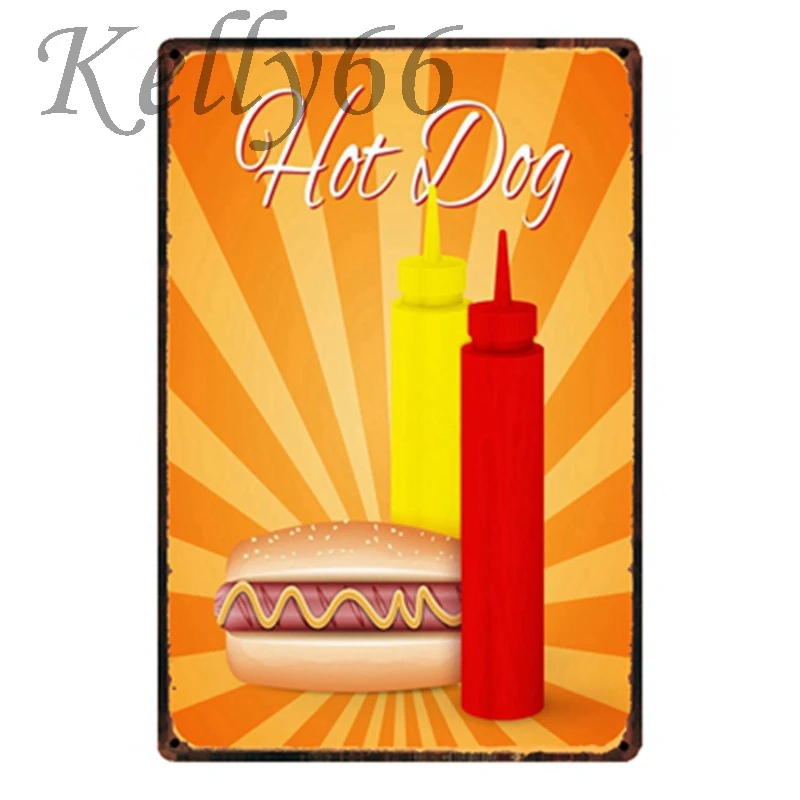

Hot Dog Metal signs Decor for Store Room Bar Vintage craft 20*30 CM Size y-1481