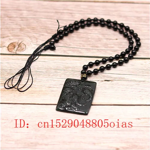 Природный Черный Зеленый китайский нефрит Карп Лотос ожерельлье из бисера