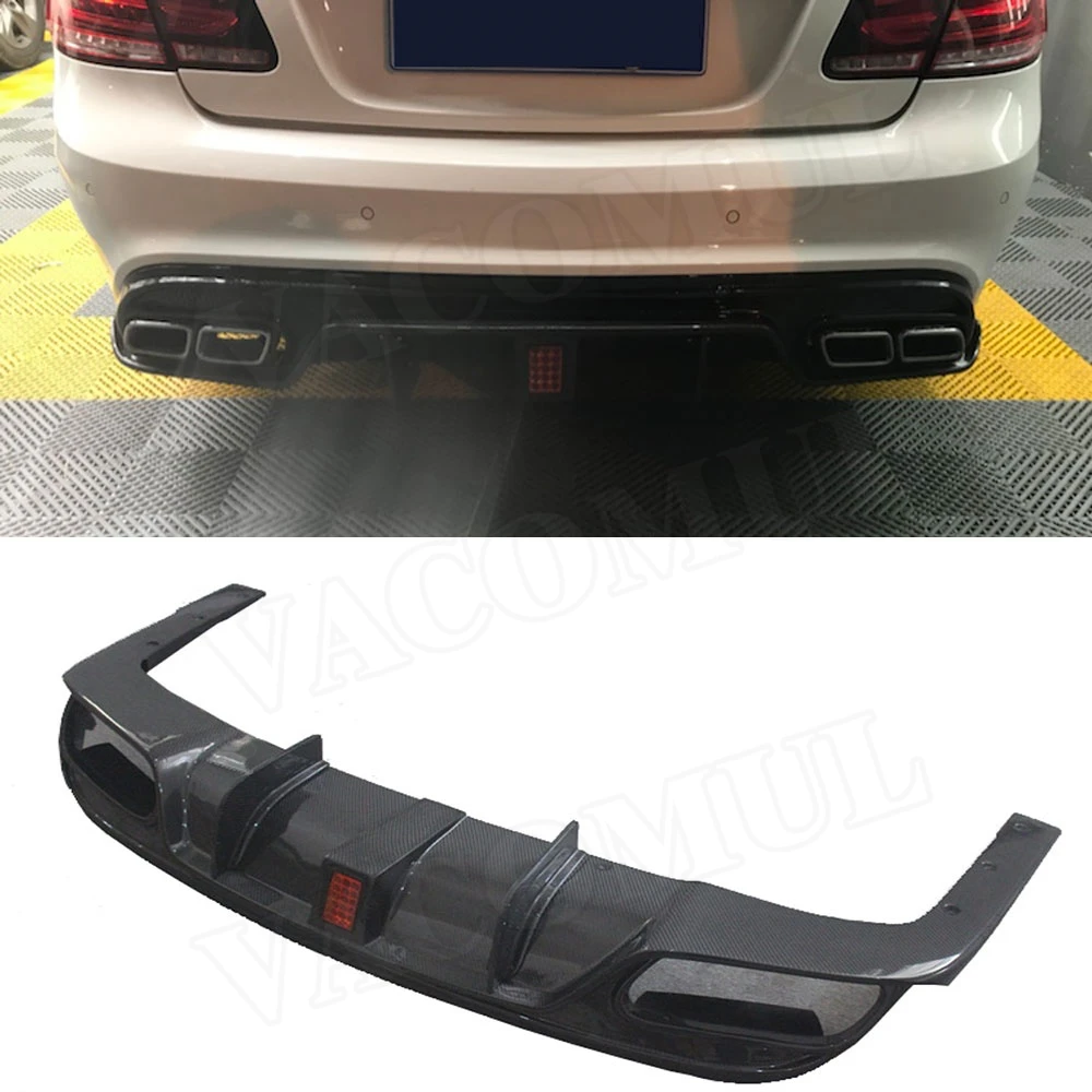 

For W207 Carbon Fiber Rear Lip Diffuser With LED Light for Mercedes Benz C207 Coupe E200 E260 E300 2 Door 2014 - 2016 FRP Bumper