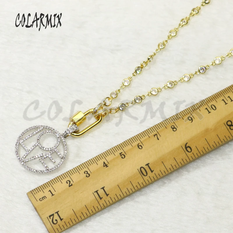 

3 strand Letters necklace Love Lock carabiner necklace Golden zircon necklace fashion accessories for women 50462
