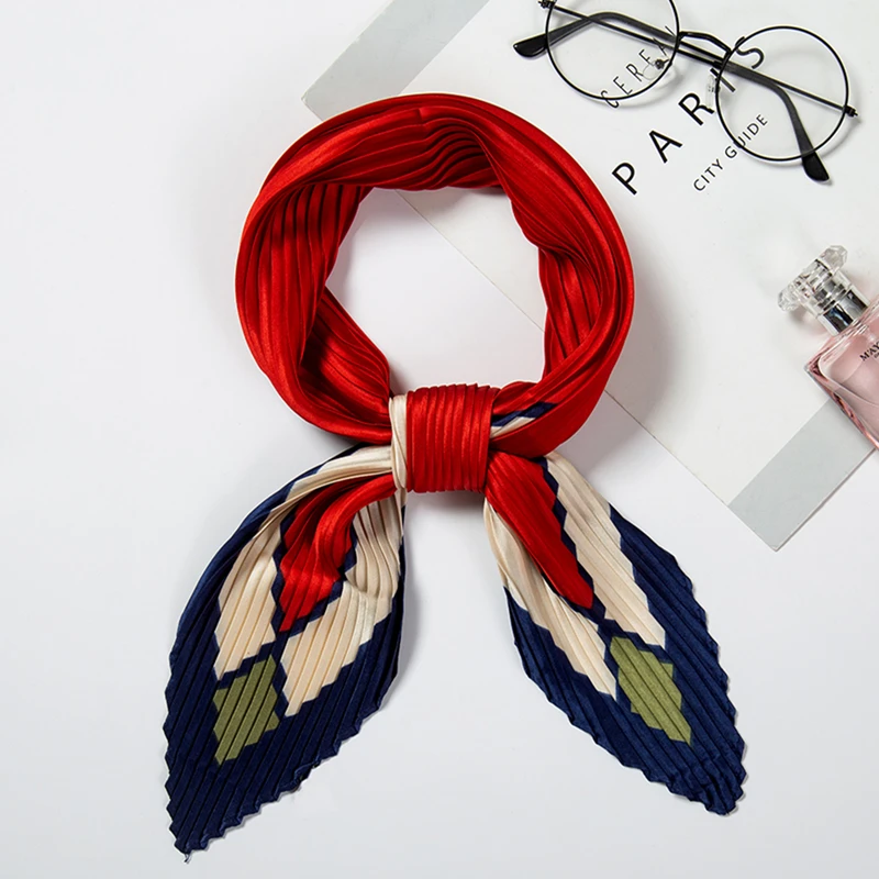 Женский шарф в клетку квадратный шелковый для волос Дизайнерские шарфы женские