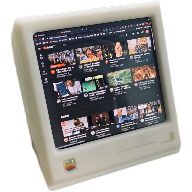 3.8 inch Small TV McIntosh Retro Computer 1200*1080 423PPI Sub Screen External Screen Monitor Desktop Ornament