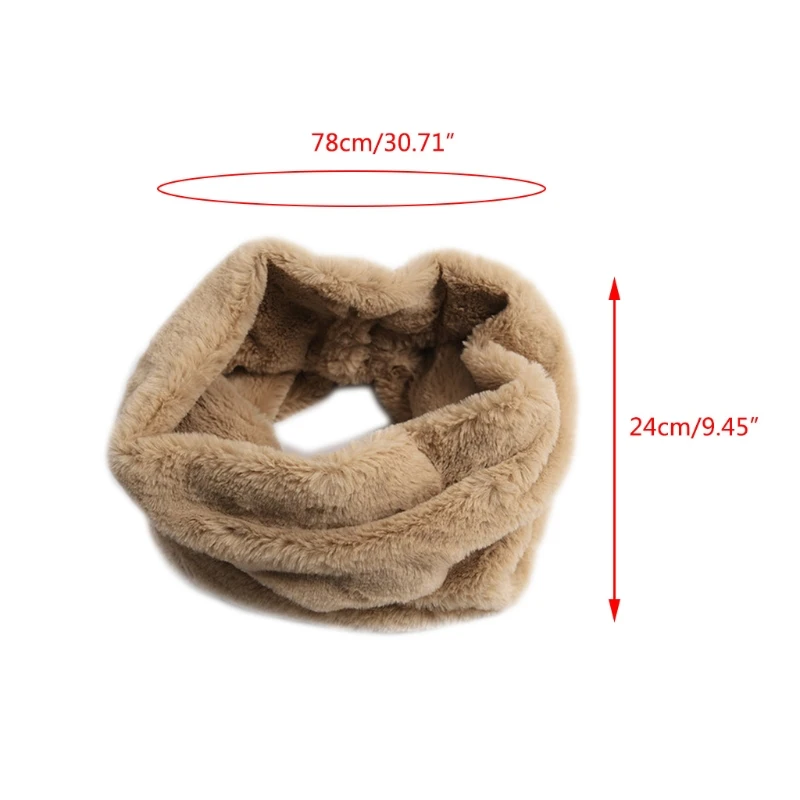 

Women Men Winter Autumn Furry Plush Infinity Loop Circle Scarf Solid Color Thicken Neck Warmer Thermal Tube Shawl Wrap